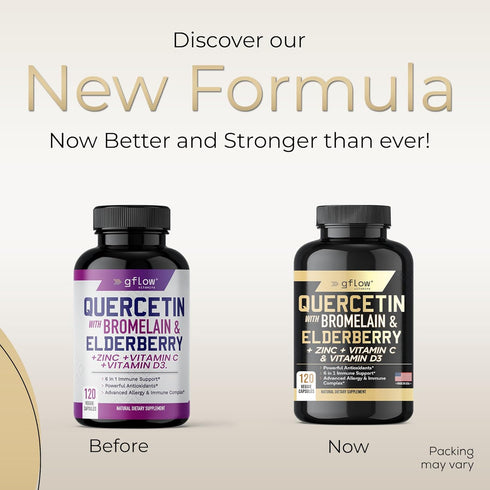 Quercetin with Vitamin C and Zinc - 500mg Quercetin with Bromelain - 120 Veggie Caps, Elderberry with Zinc & Vitamin C