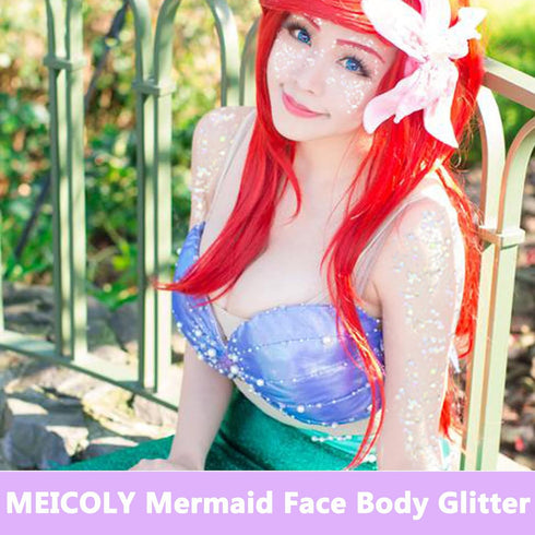 MEICOLY Clear White Body Glitter,Mardi Gras Face Glitter Singer Concerts Festival Rave Accessories,Mermaid Sequins Glitter Face Paint,Chunky Hair Sparkling Halloween Glitter Gel for Women,50ml by MEICOLY