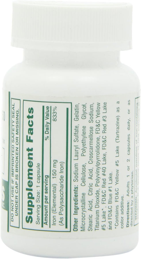 Poly Iron Capsules 150 mg Dietary Supplement by Cypress Pharmaceutical, 100 Caps per Bottle