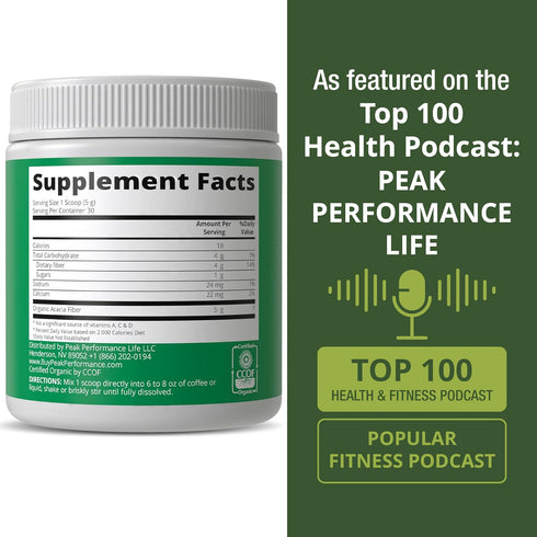 Organic Acacia Senegal Prebiotic Fiber Powder, Unflavored USDA Organic Plant Based Supplement for Gut Health