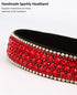Wecoe Rhinestone Headband for Women Girls, Red Bling Sparkly Crystal Diamond Hair Accessories for Holiday Prom Gift