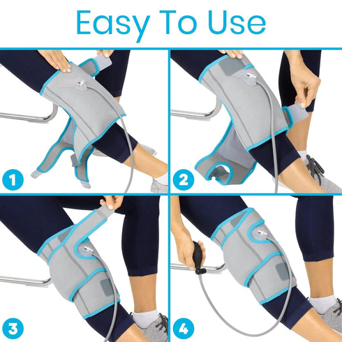 Vive Compression Knee Ice Wrap - Reusable Brace with Air Pump for Hot/Cold Therapy, Adjustable Pack for Sports Injuries