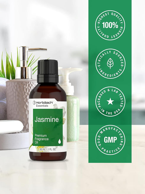 Horbaeach Jasmine Fragrance Oil, 1 fl oz (30ml), Premium Grade for Diffusers, Candle and Soap Making