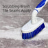 2-Pack Scrub Brush with Long Handle, Medium Firm Bathroom Cleaning Supplies for Kitchen or Carpet, White & Blue