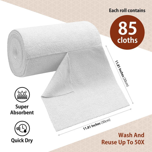 Microfiber Cleaning Cloth Roll, 85 Pack Tear-Away Towels, Reusable Cleaning Rags for Cars and Household Supplies