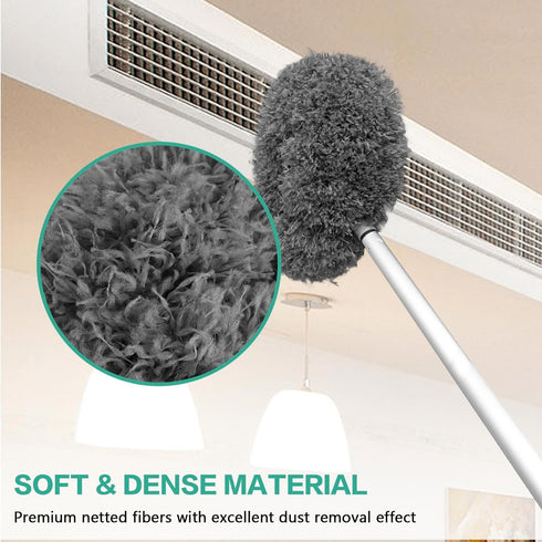 Washable Ceiling Fan Cleaner, 13 to 50 Inch Microfiber Duster with Telescoping Extension Pole (Gray)
