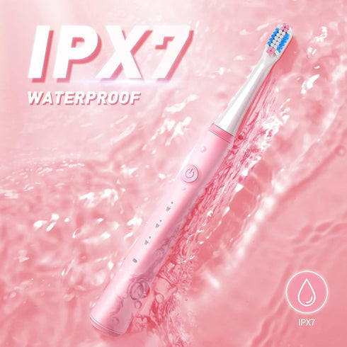 Electric Toothbrush for Adults, 10 Brush Heads, Rechargeable, 40000 VPM, 3 Modes, Smart Timer, Pink