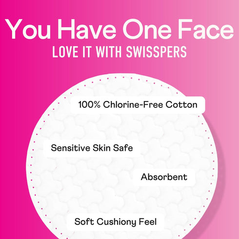 Swisspers Premium Cotton Rounds, 100 Count (Pack of 6) - 100% Pure Cotton, Soft, Hypoallergenic Pads for Makeup Removal