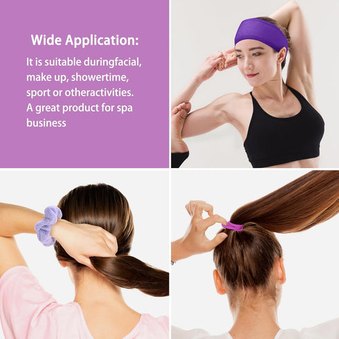 20 Piece Spa Headband and Wristband Set, Face Wash Headband, Bubble Headband, Skin Care Products Gifts for Ladies