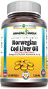 Amazing Omega Norwegian Cod Liver Oil, 1250 mg, 120 Softgels Supplement in Fresh Orange Flavor