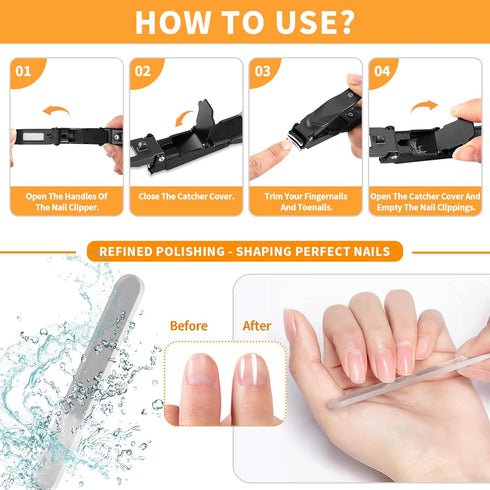Nail Clippers for Men Women with Catcher, Ultra Sharp Heavy Duty Clipper, Sturdy Fingernail & Toenail Clipper with Nano