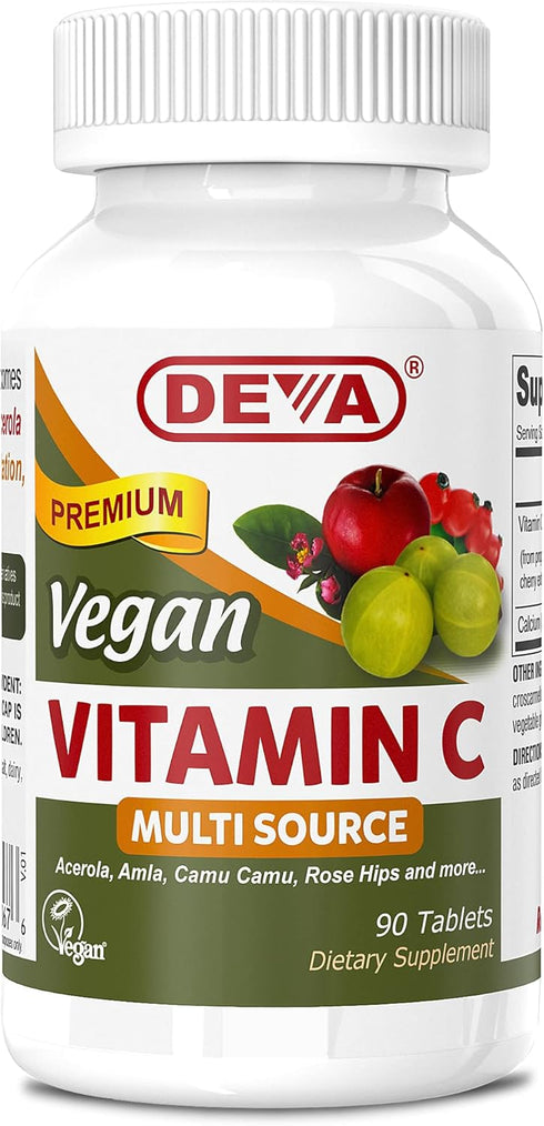DEVA Vegan Vitamins, 90 Tablets - Vegan Food Based Premium Vitamin C, Multisource, Non-GMO