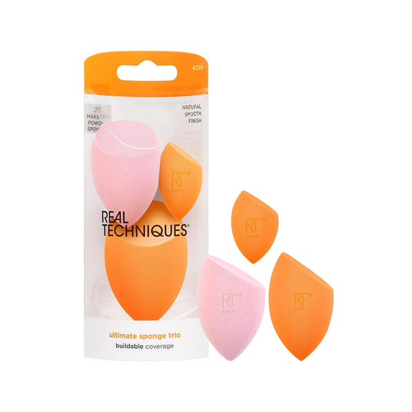 Real Techniques Ultimate Makeup Sponge Trio, Blending Sponges for Liquid, Cream, Powder Products, 3 Count