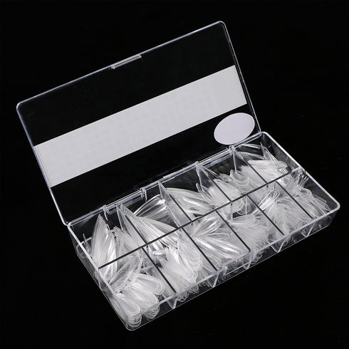 Press On Nails Set, 500pcs Long Stiletto Nail Tips, Clear Full Cover, Nail Kit with Case