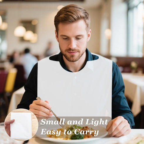 Ngdhkd 100 15 23.6 Inch Pcs Disposable Adult Bibs x Plastic White Disposable Bibs Single Use Dining Clothing Protectors