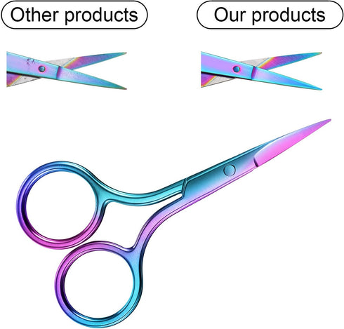 Mudder 3 Pack Small Nose Scissors for Facial Hair Trimming, Mini Beauty Stainless Steel Grooming Scissors (Rainbow