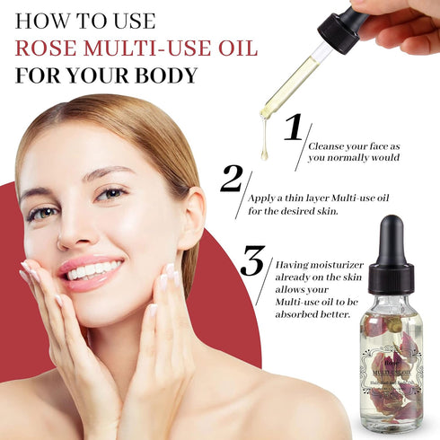 NP NATURES PHILOSOPHY Rose Multi-Use Oil, Organic Essential Oil for Face, Hair, Body, Nails - 1 Fl Oz