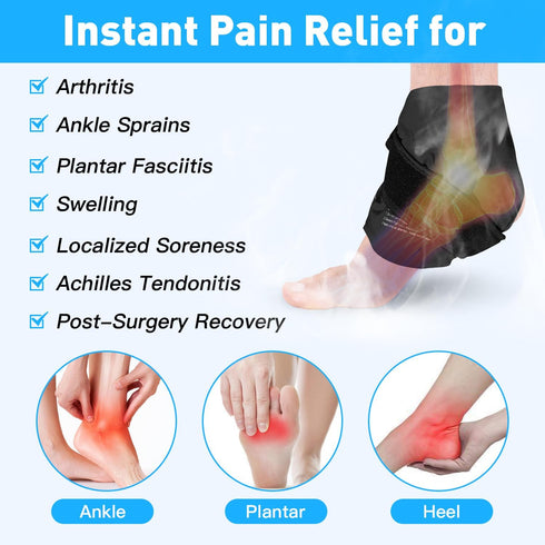 2 Ankle Ice Pack Wrap for Swelling, Reusable Gel Ice Pack for Ankle Injuries, Cold Compress Therapy for Foot Pain