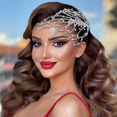 Wedding Headband Crystal Bridal Headpiece, Rhinestone Hair Accessories for Women Bride and Bridesmaids (562 Silver)