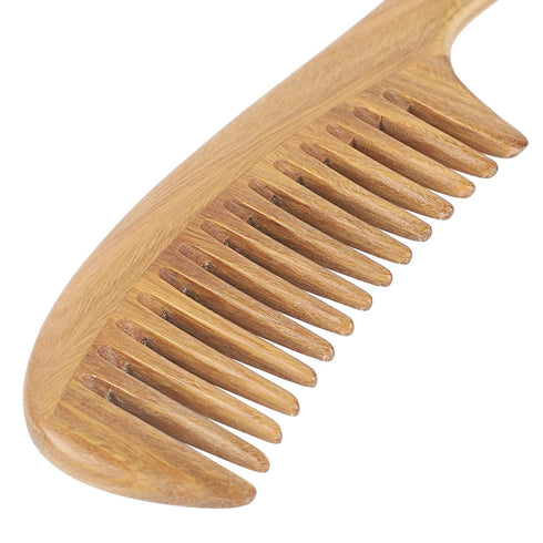 Onedor Handmade 100% Natural Green Sandalwood Hair Combs - Anti-Static Wooden Wide Tooth Detangler Comb