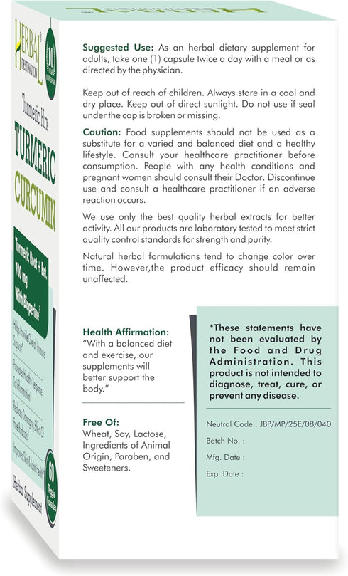 Turmeric Supplement Hrx - Immune Supplement, Metabolism Booster with Curcumin, Boswellia, Curcuma & Black Pepper