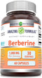 Amazing Formulas Berberine, 1000mg per Serving, 60 Capsules, Non-GMO, Gluten Free, Made in USA Supplement