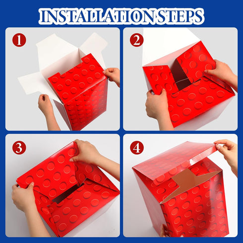 Kritkin 12 9. 8 13. 8 Inches Pcs Building Blocks Party Favor Boxes x Building Brick Theme Party Game Box Cardboard