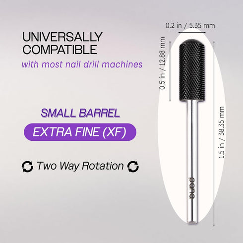 PANA 3/32" Small Smooth Round Top Safety Carbide Nail Drill Bit - Gel Polish & Acrylic Removal Tools, DLC Black