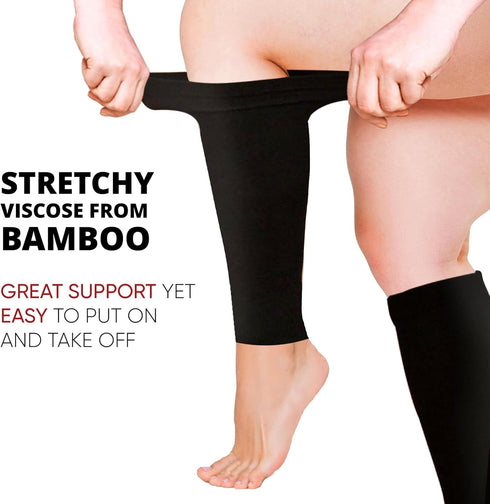 BAMS Plus Size Calf Compression Sleeve for Women & Men, Viscose from Bamboo Extra Wide Leg Support for Shin Splints,