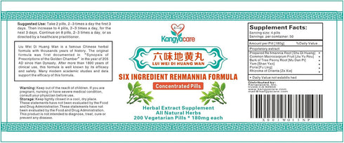 Immune -100% -200 (1 Liu Wei Di Huang Wan - Six Ingredient Rehmannia Formula -Energy & Boost, Balances Hormones, Lipids