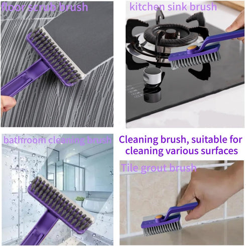 Oiyaku Lightweight Scraper Cleaning Brush with Hard Bristles and Built-in Garbage Holder, Multi-Surface Cleaner