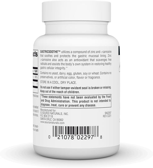 Source Naturals GastricSoothe Zinc L-Carnosine - 120 Veggie Caps
