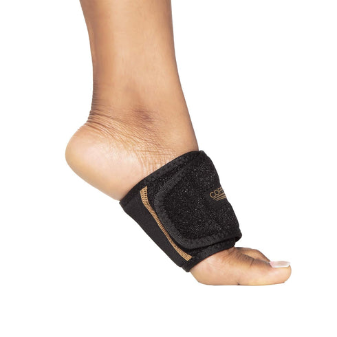 Copper Fit Rapid Relief Plantar Fascia Arch Foot Wrap with Hot or Cold Gel Pack, Adjustable, Black