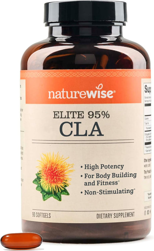NatureWise CLA 1300 - 95% Active Conjugated Linoleic Acid, Non-GMO, Gluten Free - 90 Softgels