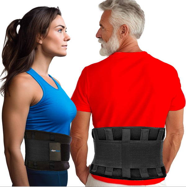RiptGear Back Brace for Lower Back Pain Relief, Breathable Support for Men and Women - Black, XXL (Waist: 40"-43")