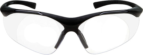 grinderPUNCH Full Lens Magnification Safety Glasses, Black Frame, Clear Lens Reading Eyewear