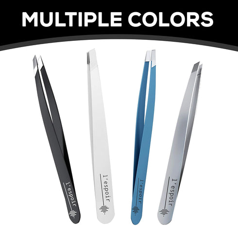 L’espoir High Precision Slant Tweezers, Rust-Free Stainless Steel, Perfect Alignment for Daily Beauty Routine - Black