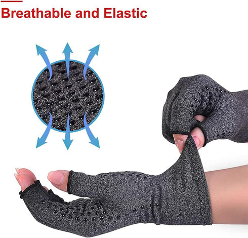 Donfri 2 Pairs Fingerless Arthritis Compression Gloves for Pain Relief, Anti-Slip, for Women and Men, S Size