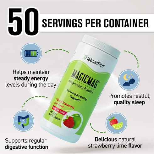 MagicMag 8oz NaturalSlim Magnesium Citrate Powder Drink for Relaxation, Stress, Constipation, Better Rest & Digestive