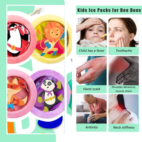Kids Ice Pack, Hot or Cold Gel Cooling Pad, Reusable for Injuries, Medical Health, Swelling, Pain Relief (5 pcs)
