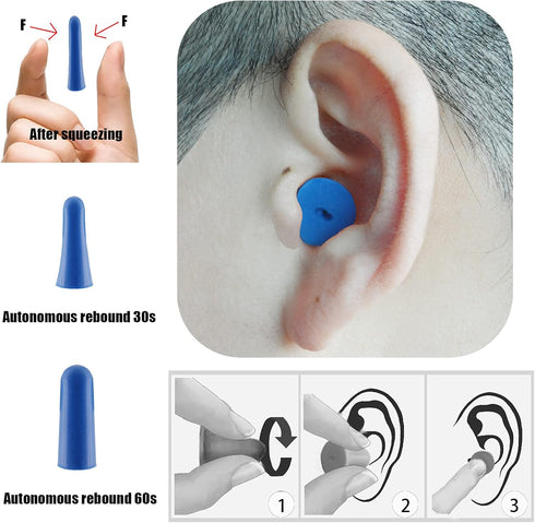16PCS Reusable Soft Foam Ear Plugs, Noise Cancelling Earplugs with Portable PVC Case, Highest NRR 33dB for Snoring,