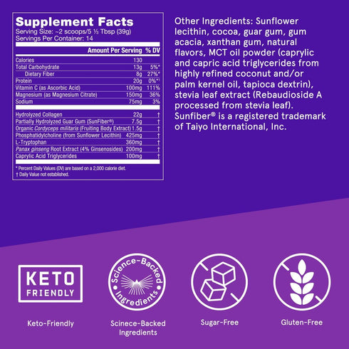 Bulletproof Dark Chocolate Energy Collagen Protein, 19.3 Ounces - Caffeine-Free Fuel with Vitamins & Antioxidants