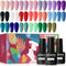 JODSONE Gel Nail Set, 20 Colors High Shine Gel Polish with Base Top Matte Coat, Gorgeous Gifts Show Charm
