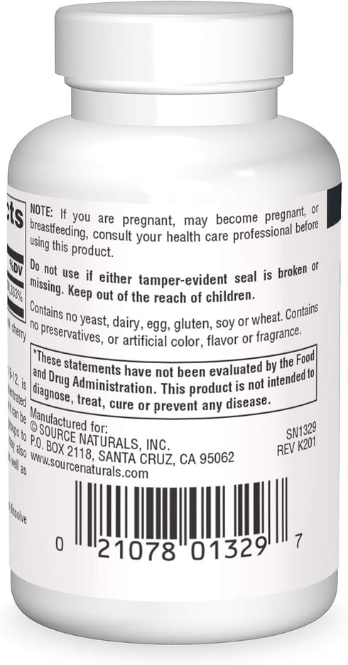 Source Naturals Methylcobalamin Vitamin B-12 5mg, Cherry Flavored - 60 Lozenges