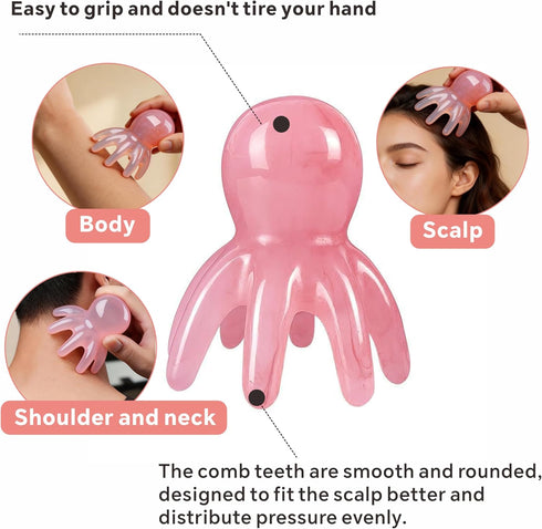 sepwonp 4 Set: Pcs All-in-One Head Massager Scalp Comb, Gua Sha, Octopus & Five Claw Tool for Stress Relief