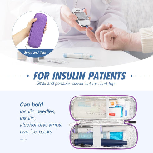 YOUSHARES Insulin Cooler Travel Case with 2 Ice Packs, Portable Diabetic Organizer for Medication Cooling