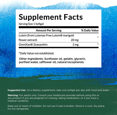 Synergistic Eye Health Supplement 60 Softgels by Swanson - Lutein 20 mg & Zeaxanthin 2 mg for Vision Support