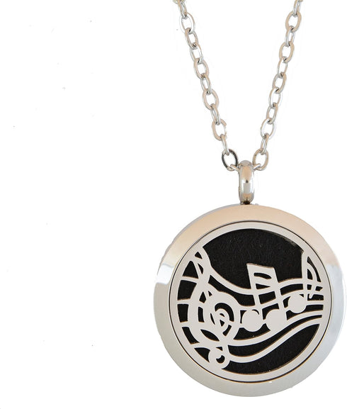 Aromatherapy Essential Oil Diffuser Necklace, Stainless Steel 30MM Locket with Chain and Colored Refill Pads