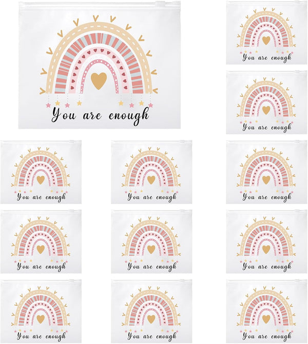 50 Pcs Rainbow Cosmetic Bag, Inspirational Gifts for Women, Motivational Quotes Waterproof Zippered Pouch
