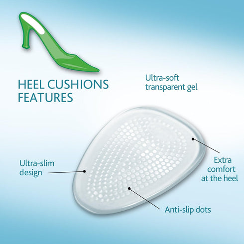 Amope GelActiv Invisible Gel Heel Cushions Insoles for Women, 1 Pair, Size 5-10